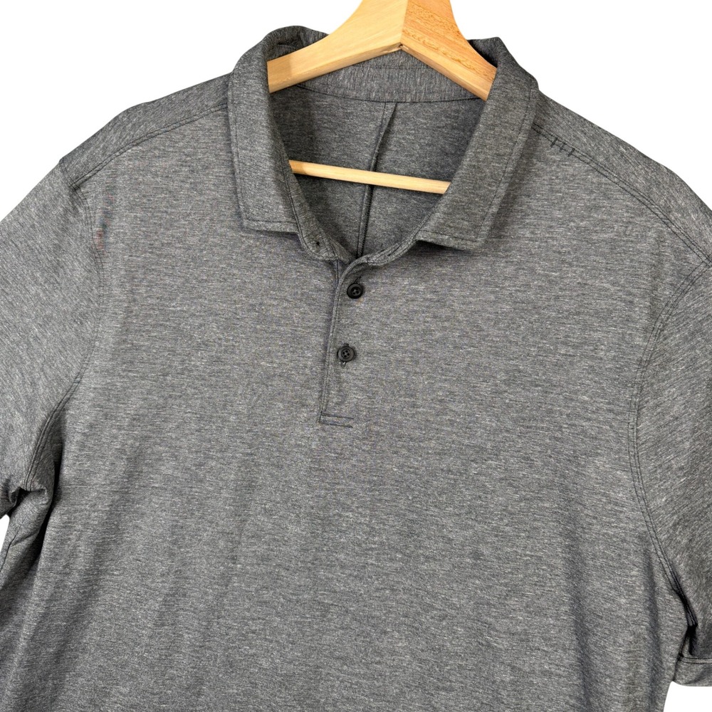 Lululemon Evolution Polo Shirt Mens Grey Heathered Short Sleeve Athletic Golf XL - Picture 1 of 7